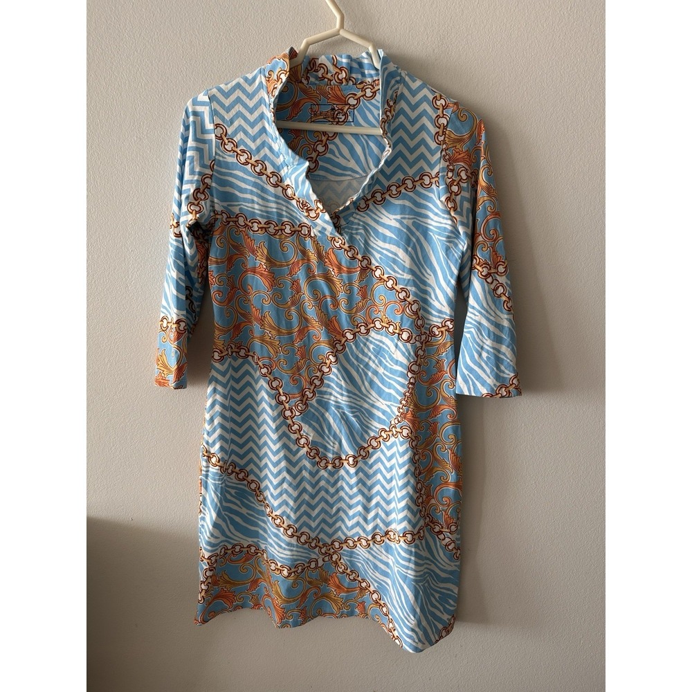 Resonant Resort Luxury Wear Dress Small 3/4 Sleeve Chain Zebra Colorful